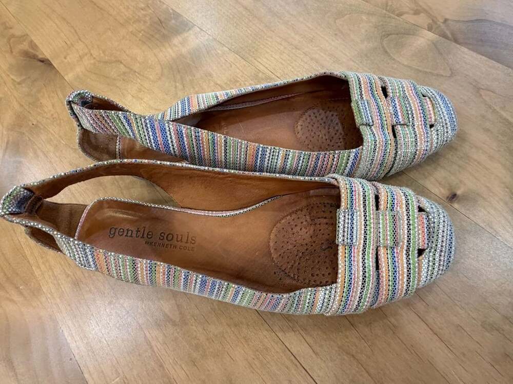 Gentle Souls By Kenneth Cole Woven Slingback Wedge Sandal size 8.5